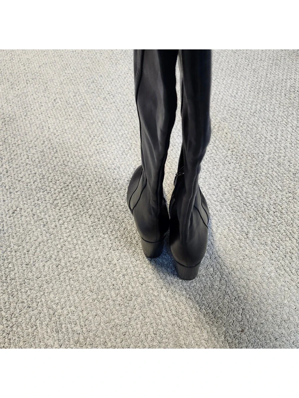 Schutz Black Leather Knee-High Block Heel Boots Size  7B